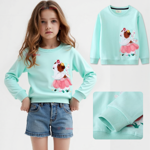 Polerón Algodón Cuello Redondo Niña Turquesa Hámster