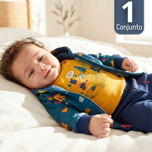 Conjunto 3 Piezas Buzo Pantalón Polerón Body De Algodón Amarillo Osos Bebé Niño