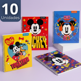 Pack 10 Cuadernos Universitarios Mickey Mouse Proarte 7mm 100 Hojas Diseños Surtidos