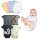 Pack 4 Unidades Extensor Body Bebé +Pack 4 Bodys Algodón Niño Manga Corta Raya Gris