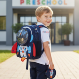 Mochila Escolar Con Estuche 33cm Poliéster Impermeable Astronauta Niño