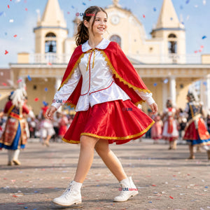 Traje Tirana Diablada Rojo 3 Piezas Juvenil Baile Típico Fiestas Patrias