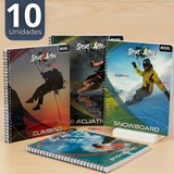 Pack 10 Cuadernos Universitario SportX Action Ross 7mm 100 hojas Diseños Surtidos
