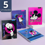 Pack 5 Cuadernos Universitarios Mickey Mouse Proarte 7mm 100 Hojas Diseños Surtidos