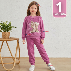 Conjunto Buzo Polera 2 Piezas Niña 100% Algodón Tedmimak Fluffy Rose