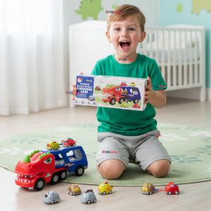 Camión De Dinosaurio 8 Mini Coches 2 Niveles Música Luces Juguete Niño