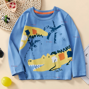 Polera Manga Larga Niño 100% Algodón Cocodrilo Azul Camiseta