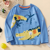 Polera Manga Larga Niño 100% Algodón Cocodrilo Azul Camiseta