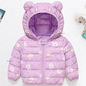 Parka Térmica Con Capucha Y Orejitas Estampado Conejito Niña