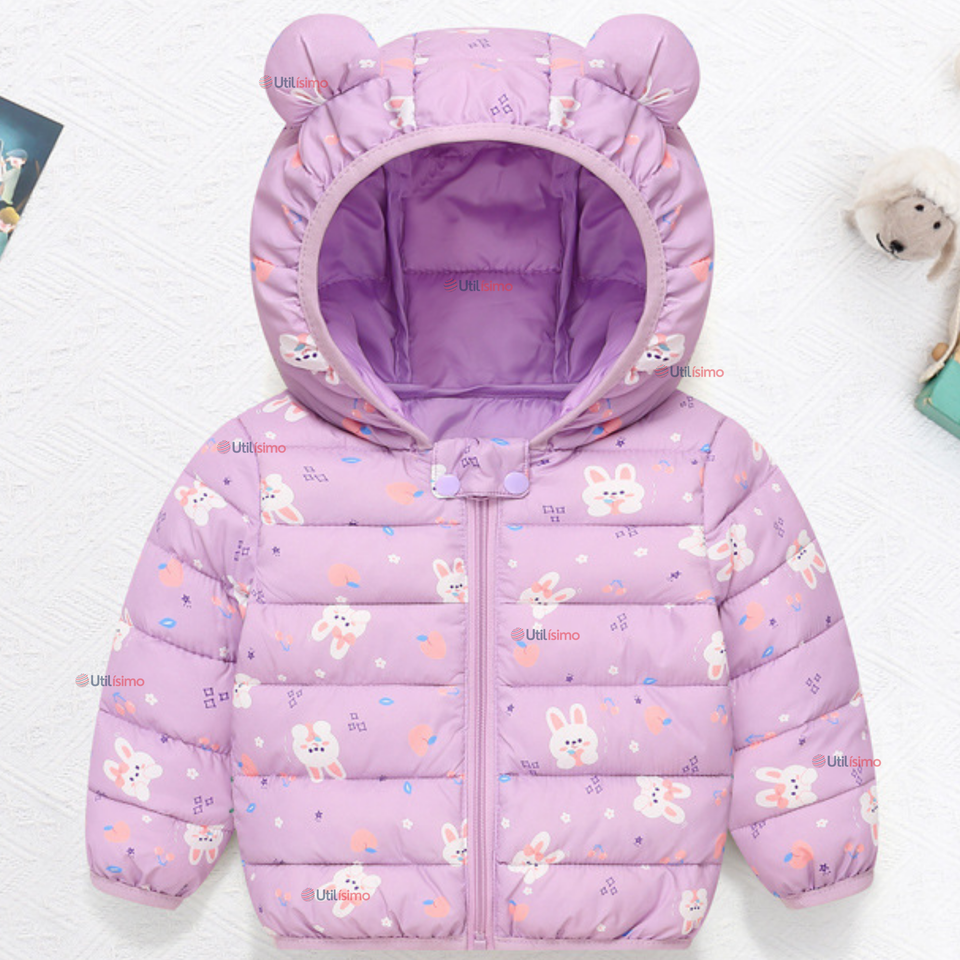 Parka Térmica Con Capucha Y Orejitas Estampado Conejito Niña