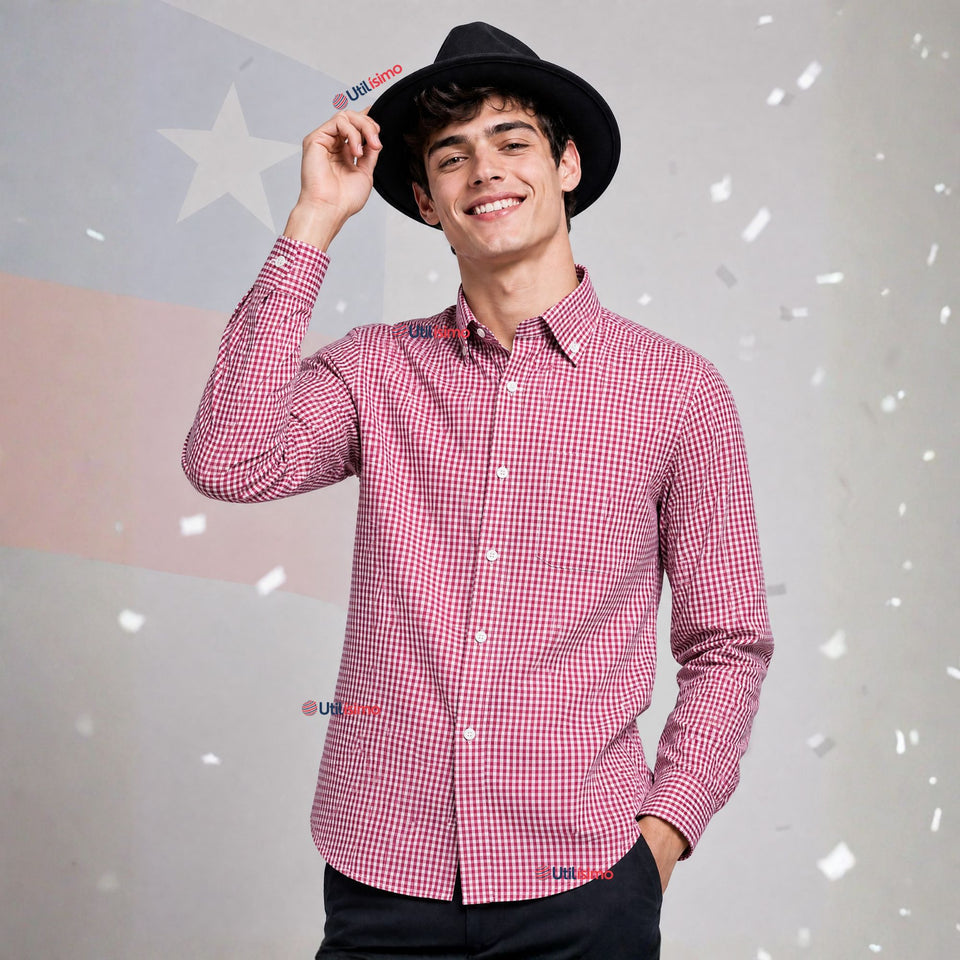 Pack 3 Camisas Cuadrille Huaso Juvenil Roja Regular Fit Fiestas Patrias