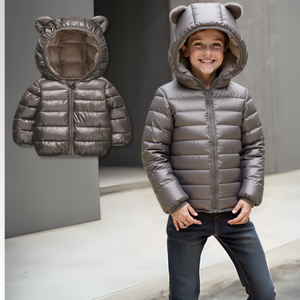 Parka Con Capucha Mangas Larga Niño Black Metallic