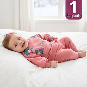 Conjunto 2 Piezas Buzo Pantalón Polerón Algodón Tedmimak Bebé Niña