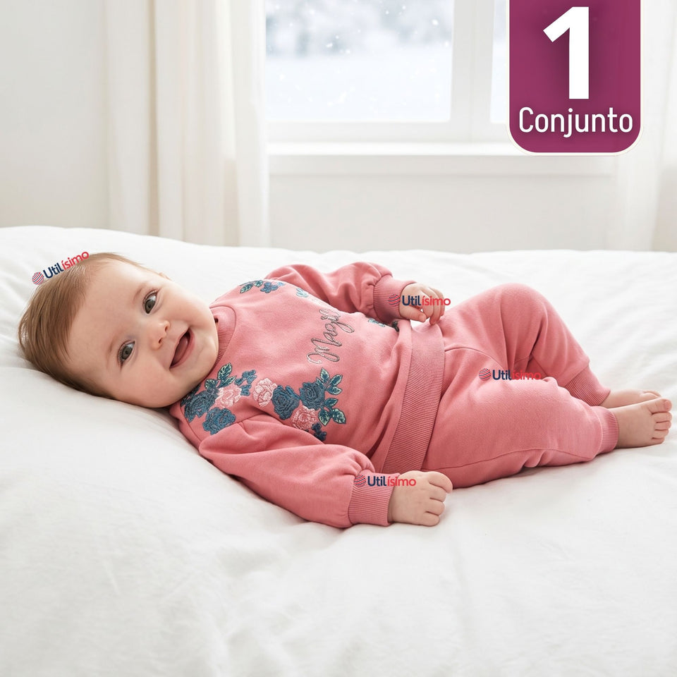 Conjunto 2 Piezas Buzo Pantalón Polerón Algodón Tedmimak Bebé Niña