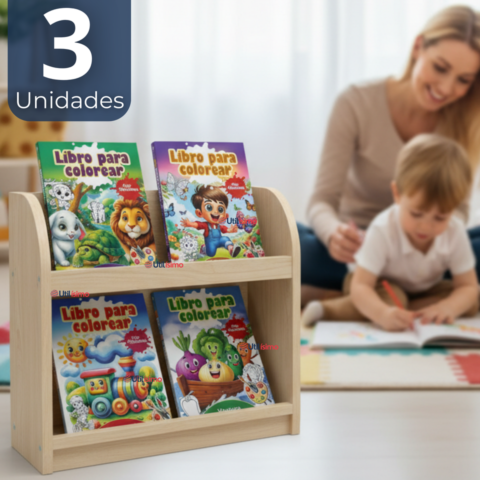 Pack 3 Libros Para Colorear Pintar  Educativo Con Stickers Diseños Surtidos