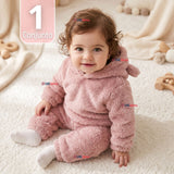 Buzo Polerón Conjunto Polar Niña Capucha Orejitas Rosa