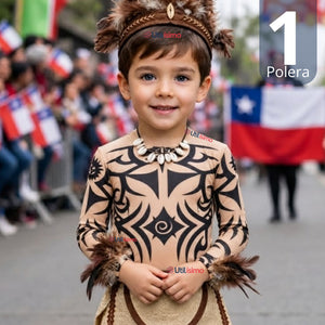 Polera Tatuaje Falso Efecto Piel Niño Rapa Nui Baile Típico Pascuense
