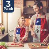 Pack 3 Delantal Cocina Chile Fiestas Patrias Bandera Chilena 60X90 CM Condorito
