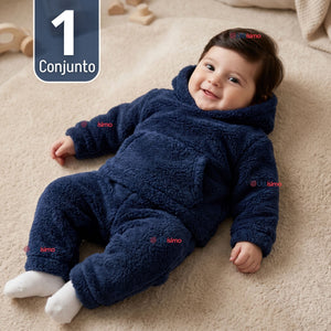 Buzo Polerón Conjunto Polar Niño Unicolor Azul