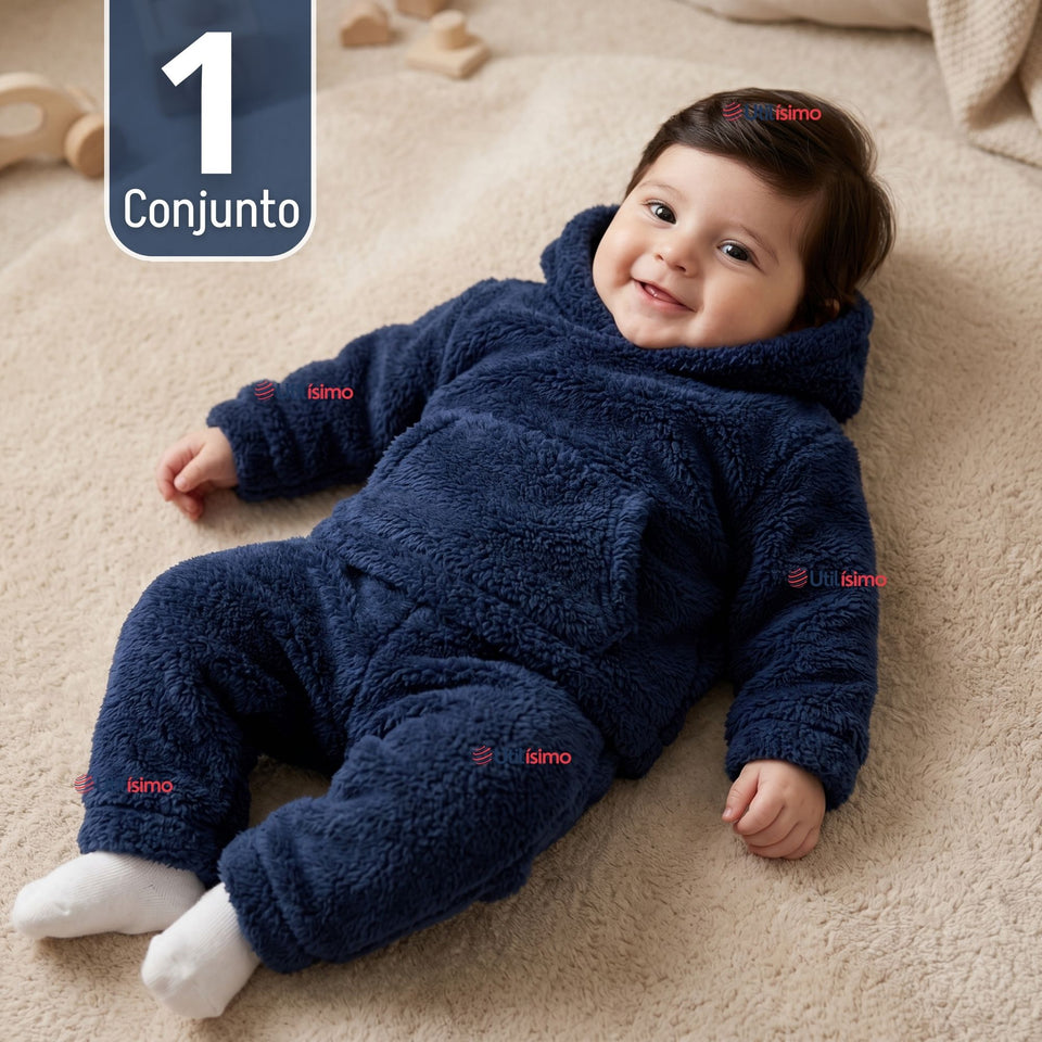 Buzo Polerón Conjunto Polar Niño Unicolor Azul