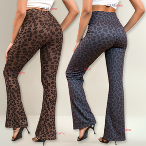 Calza Palazzo Con Diseño Leopardo Polar Tiro Alto Mujer Leggings