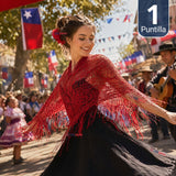 Puntilla Chal Rojo Baile Chilote Mujer Traje Típico 150x79 cm