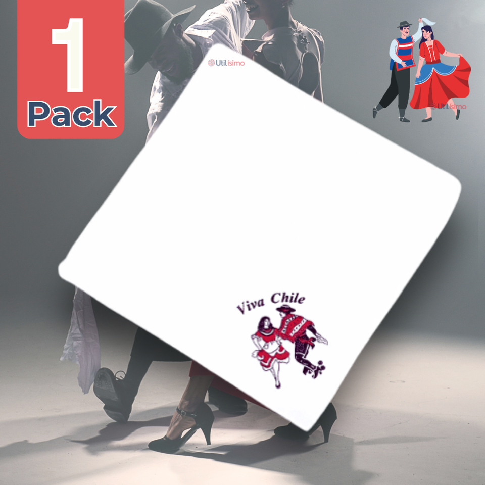 Pañuelo Baile Cueca 45CM Bordado Pareja Baile Fiestas Patrias