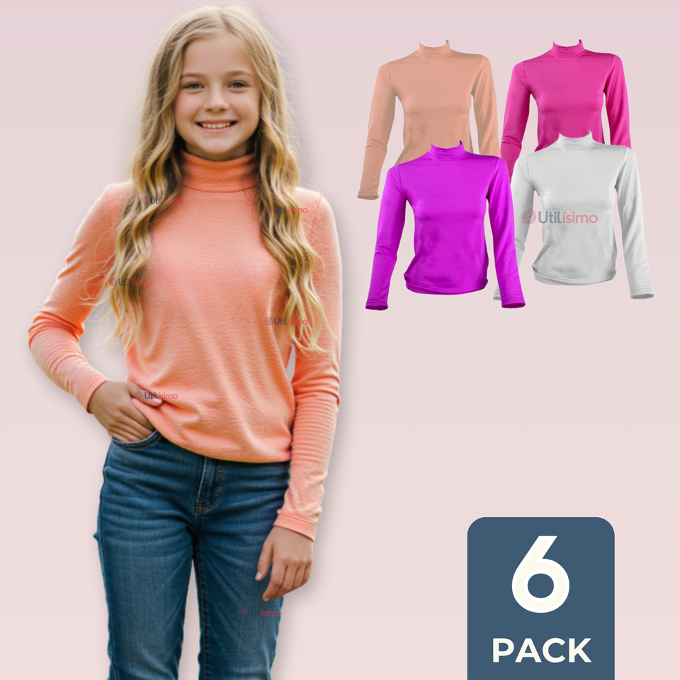 Pack 6 Camiseta Beatle Polar Juvenil Niña Primera Capa Colores Surtidos