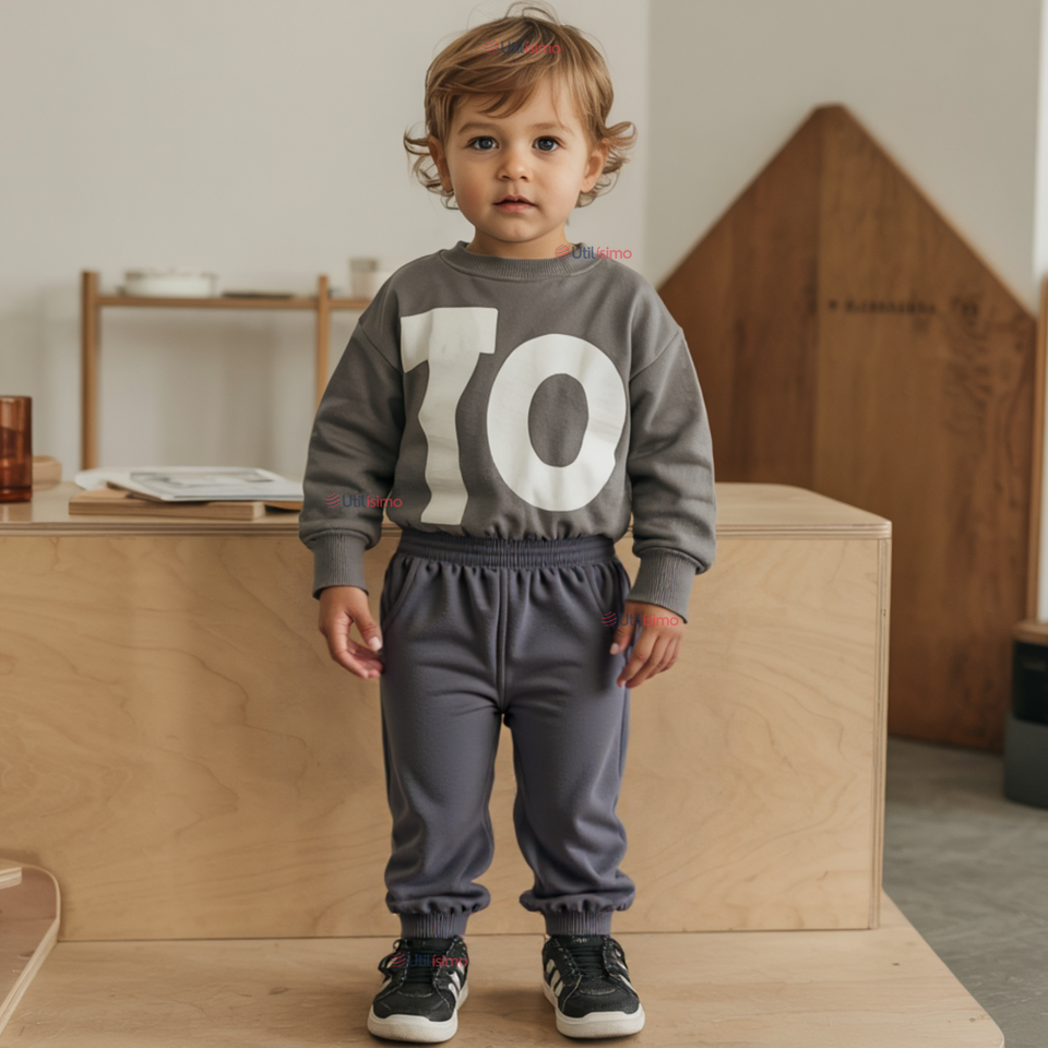 Buzo Bebé Niño Forrado en Polar Gris Pantalón