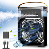 Climatizador Portátil Frío 4 en 1 Ventilador Humificador Enfriador Lampara LED 220v USB Negro