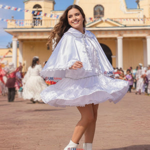Traje Tirana Diablada Blanco 3 Piezas Mujer Baile Típico Fiestas Patrias