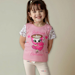Polera Brainrots 100% Algodón Manga Corta Niña Tralalero Rosado