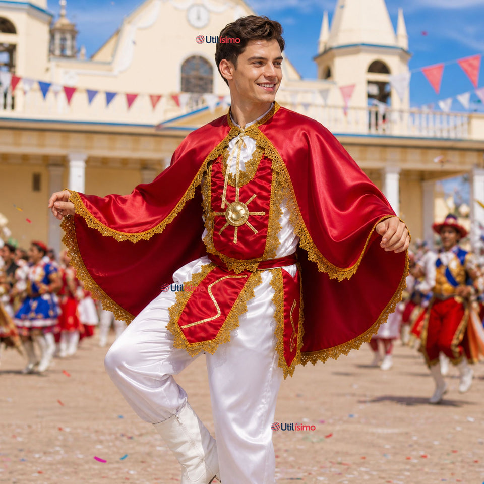 Traje Tirana Diablada Rojo 5 Piezas Adulto Baile Típico Fiestas Patrias