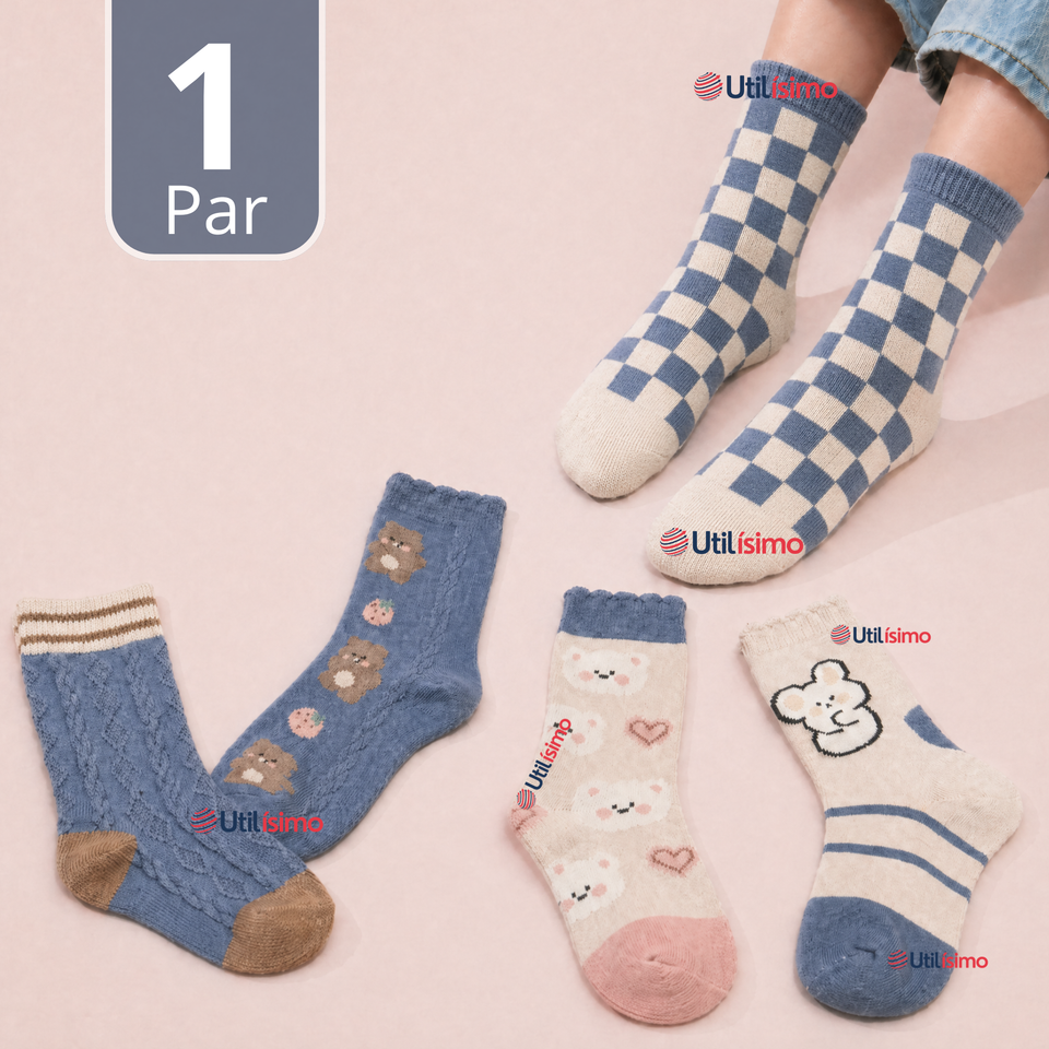 Calcetines De Lana Confort Térmico Mujer Diseños Juveniles 1 Par