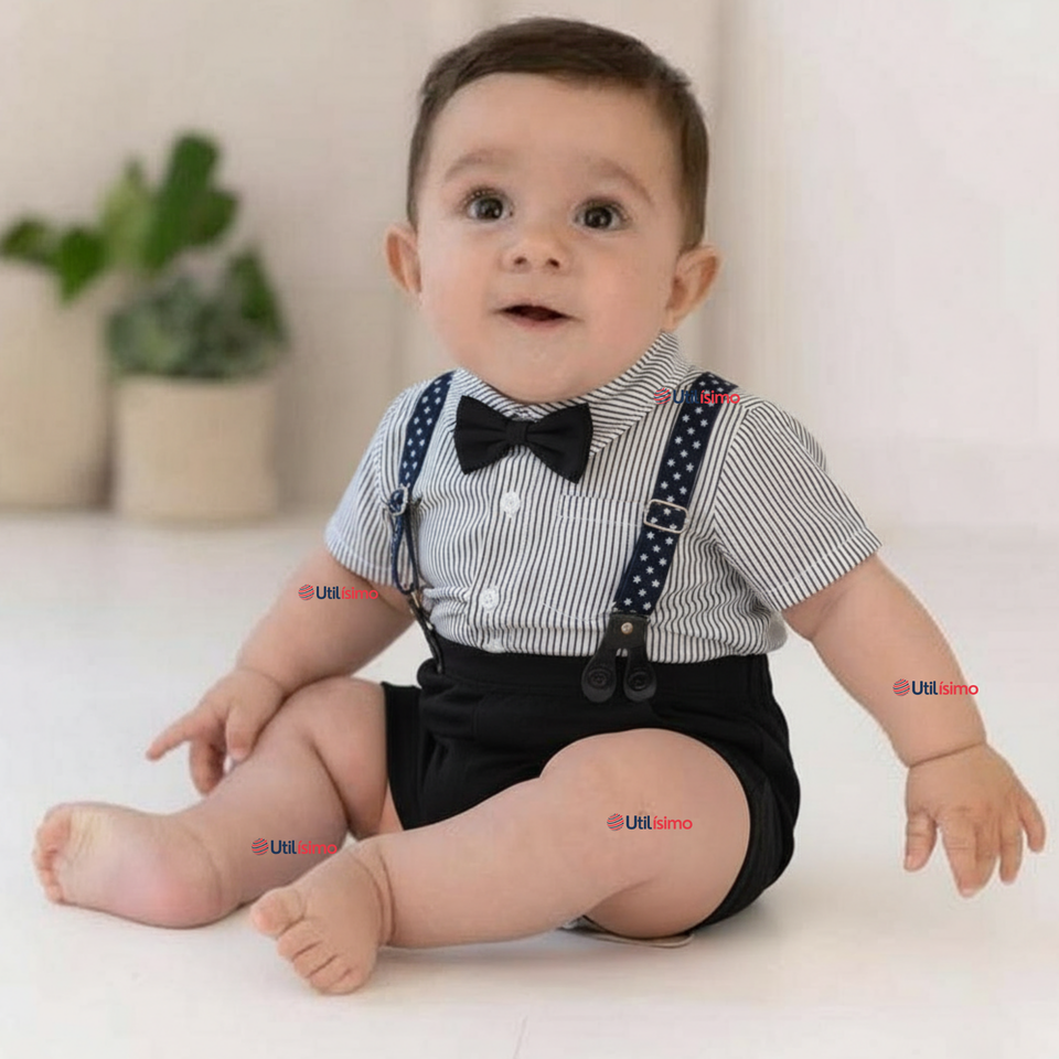 Conjunto de Vestir con Tirantes Camisa Pantalón Corto Algodón Bebe