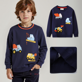 Polerón Algodón Cuello Redondo Niño Azul Grúa