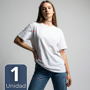 Camiseta Polera 100% Algodón Básica Lisa Elástica Mujer Blanco