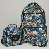 Mochila Escolar Bolso Con Estuche + Lonchera 45Cm Tela Oxford Niño Snowboard