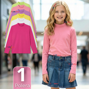 Polera Camiseta Polar Primera Capa Cuello Beatle Manga Larga Colores Surtido Niña