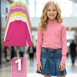 Polera Camiseta Polar Primera Capa Cuello Beatle Manga Larga Colores Surtido Niña