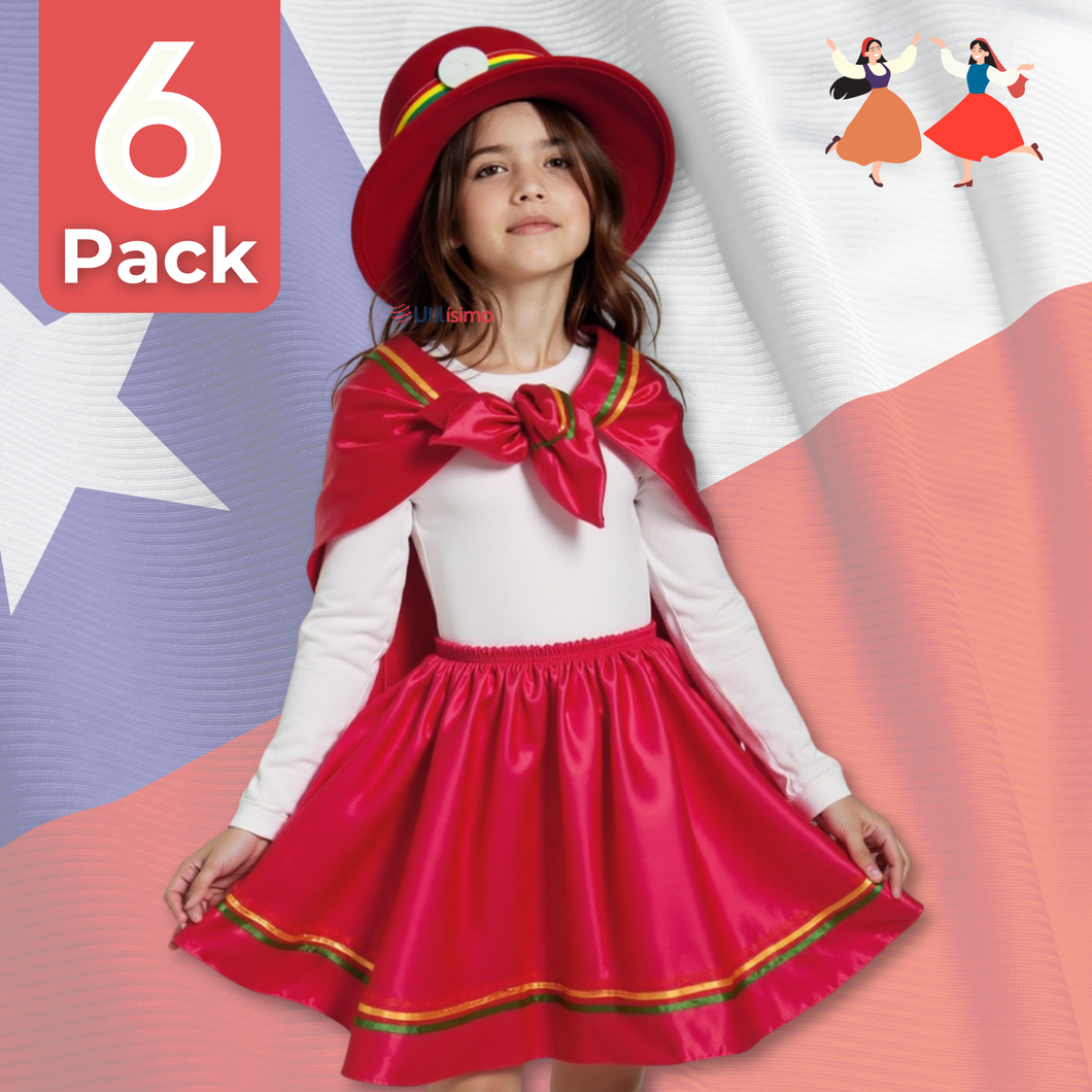 Pack 6 Traje Nortino Niña 4 Piezas Niña Fiestas Patrias Baile Nortino