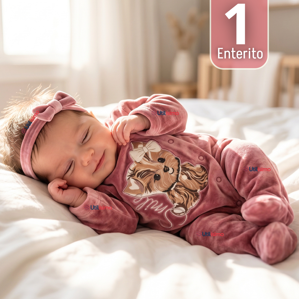 Enterito Tela Plush Rosado Bebé Niña