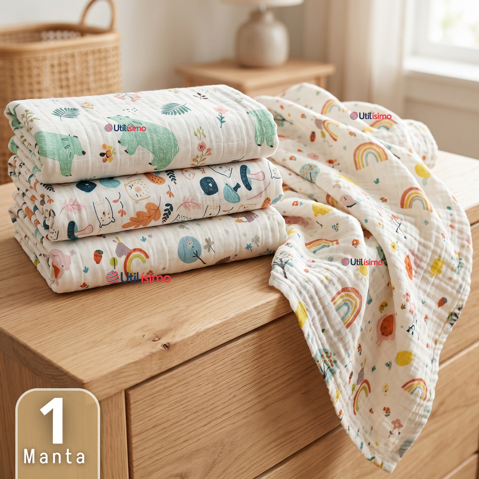 Manta Muselina 70x 70 CM Bebé Niño Multiuso 100% Algodón Colores Surtidos