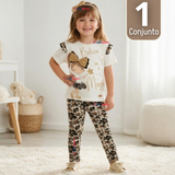 Conjunto 2 Piezas Camiseta y Pantalón 100% Algodón Niña Tedmimak Golden Magic