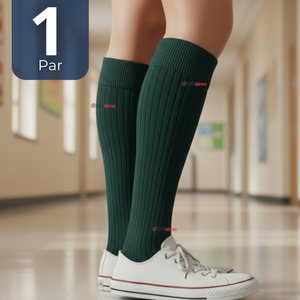 Calcetín Escolar Largo Acrílico Verde Niñas Juvenil