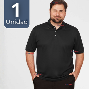 Polera Pique Premium 200g Manga Corta 100% Algodón Textura Suave Chemise Negro Hombre