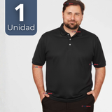 Polera Pique Premium 200g Manga Corta 100% Algodón Textura Suave Chemise Negro Hombre