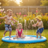 Alfombra De Agua Piscina A Chorros Cascada Niños Color Celeste 170cm