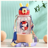 Botella Plástica 600ML Con Bombilla y Correa Kawai Sin BPA Niños