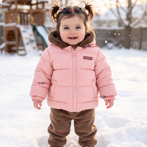 Parka Osito Con Capucha Manga Larga Rosado Niña Infantil